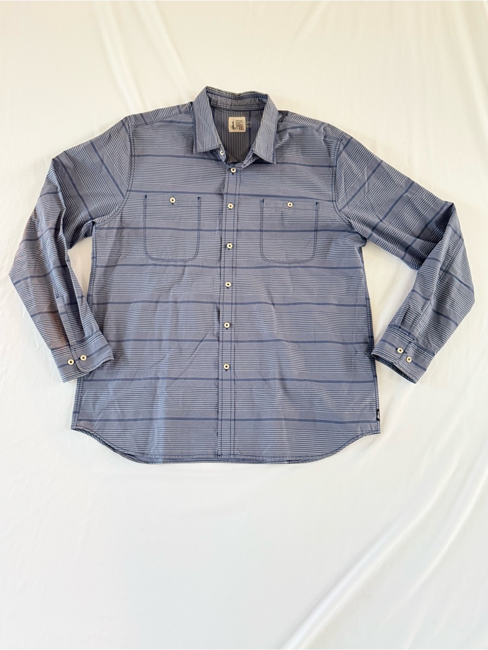 Howe Creative Workforce Striped Button Down Shirt Mens XXL Blue Grey Cotton